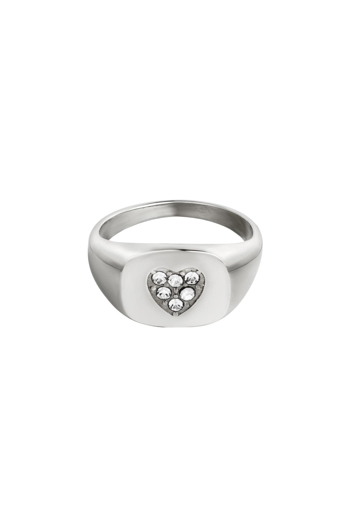 Stainless steel ring heart Silver 16 h5 