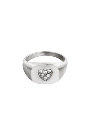 Stainless steel ring heart Silver 18 h5 