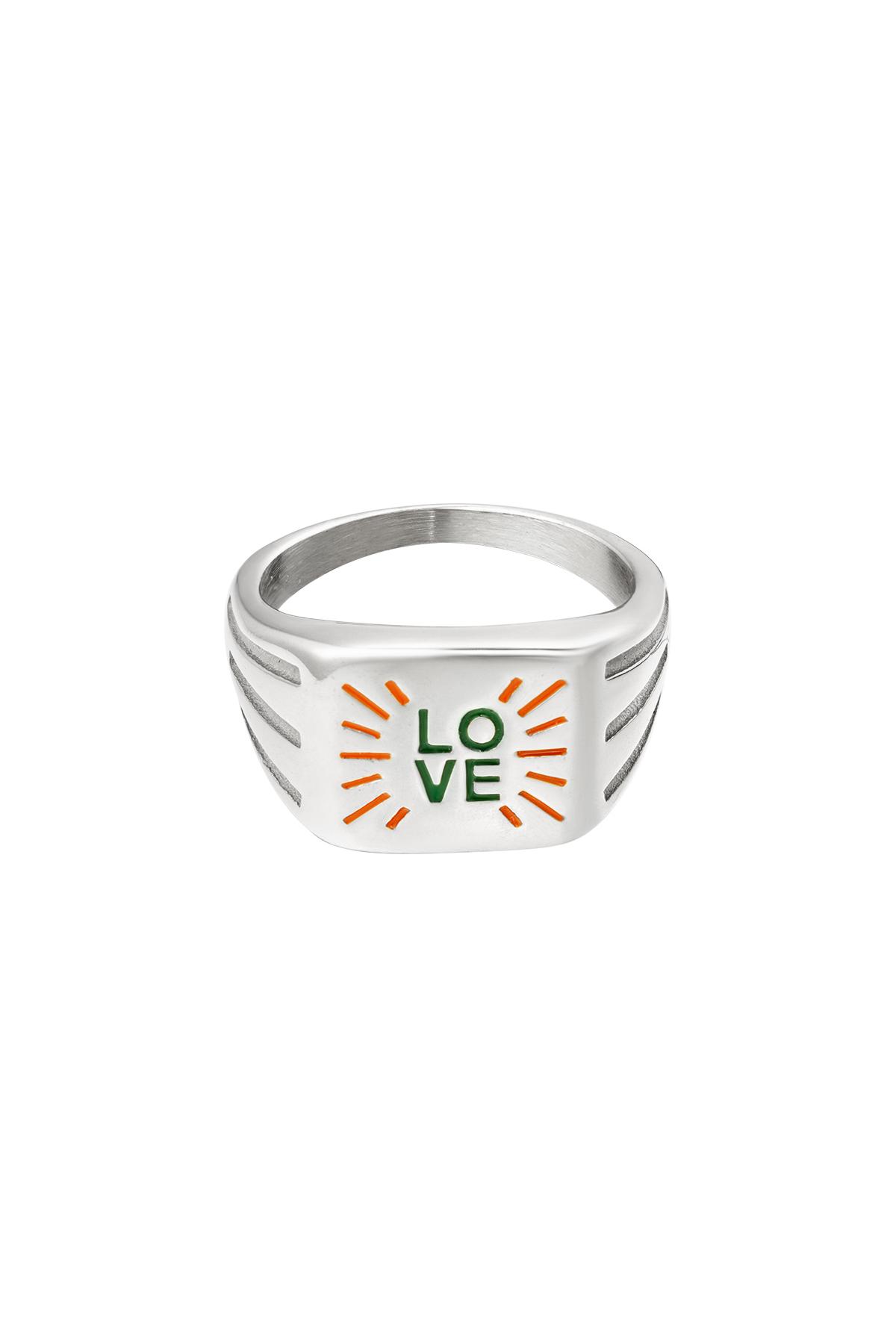 Stainless steel ring love expression Silver 16