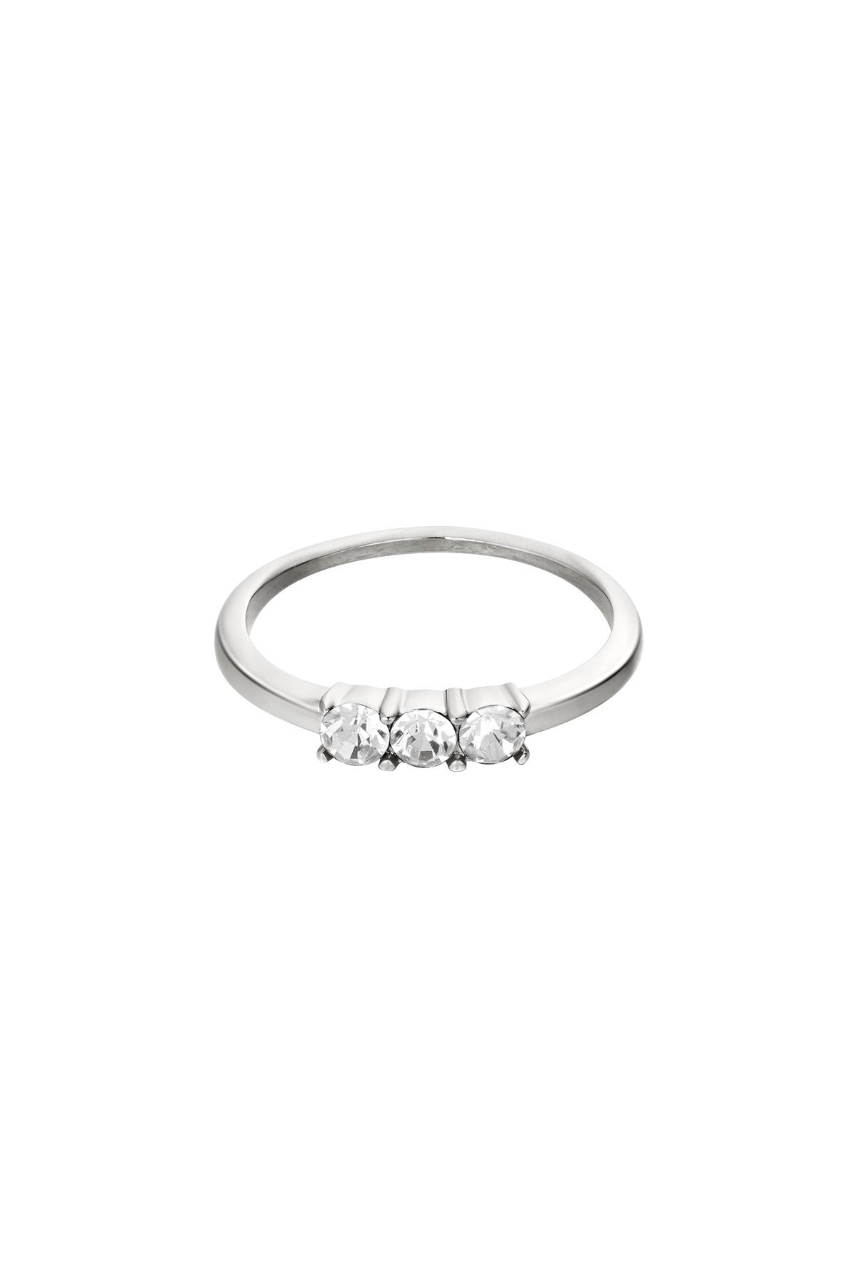 RVS ring met zirkonia steentjes Zilver Stainless Steel 17