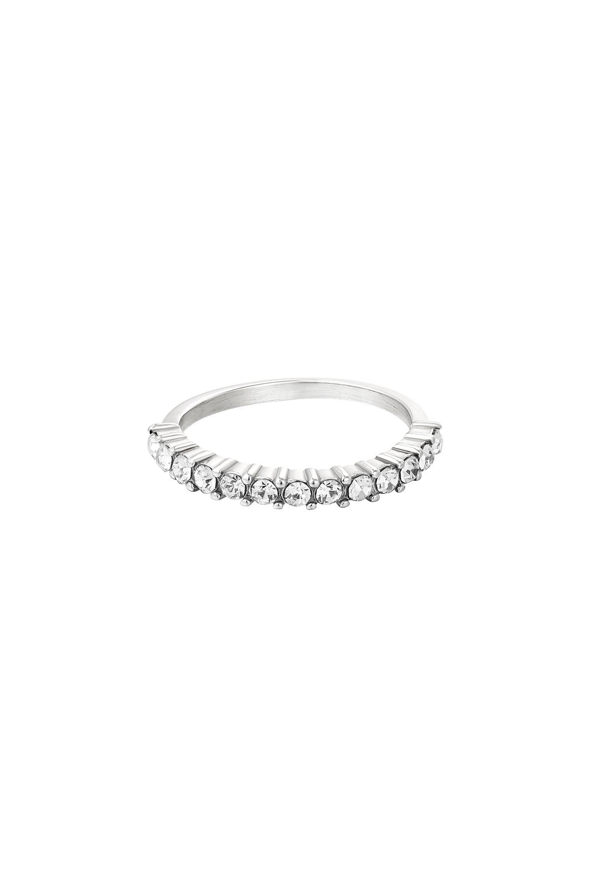 Ring kleiner Stein in einer Reihe Silber Edelstahl 16