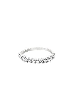 Ring small stone in a row Silver Stainless Steel 16 h5 