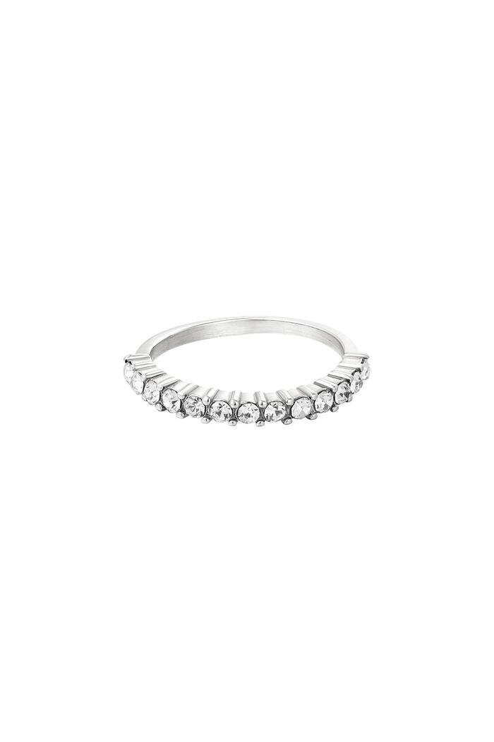 Ring small stone in a row Silver Stainless Steel 16 