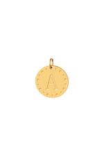 Gold / Circle charm initial A Gold Stainless Steel Picture26