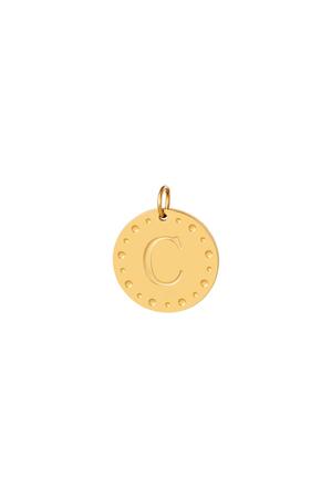 Circle charm initial C Gold Stainless Steel h5 