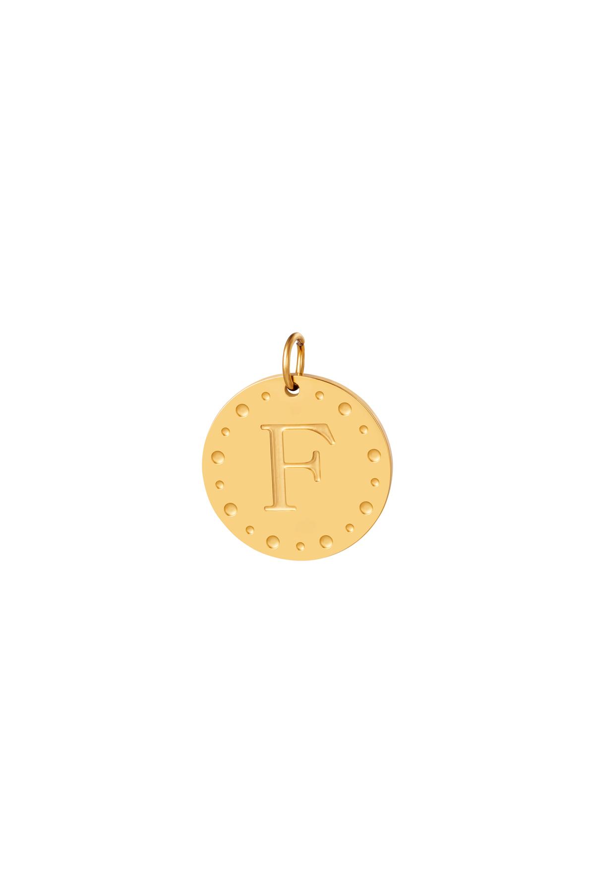 Gold / Circle charm initial F Gold Stainless Steel Picture19