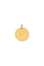 Gold / Circle charm initial F Gold Stainless Steel Picture18