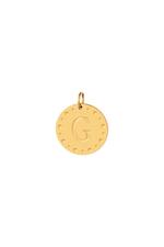 Gold / Circle charm initial G Gold Stainless Steel Picture2