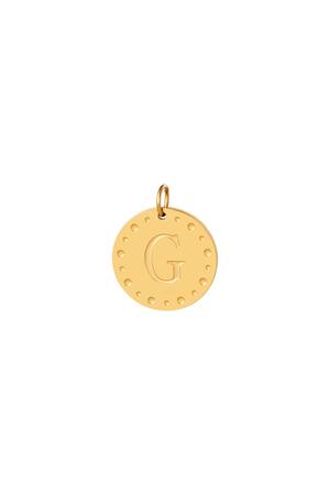 Circle charm initial G Gold Stainless Steel h5 