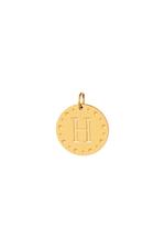 Gold / Circle charm initial H Gold Stainless Steel Picture3