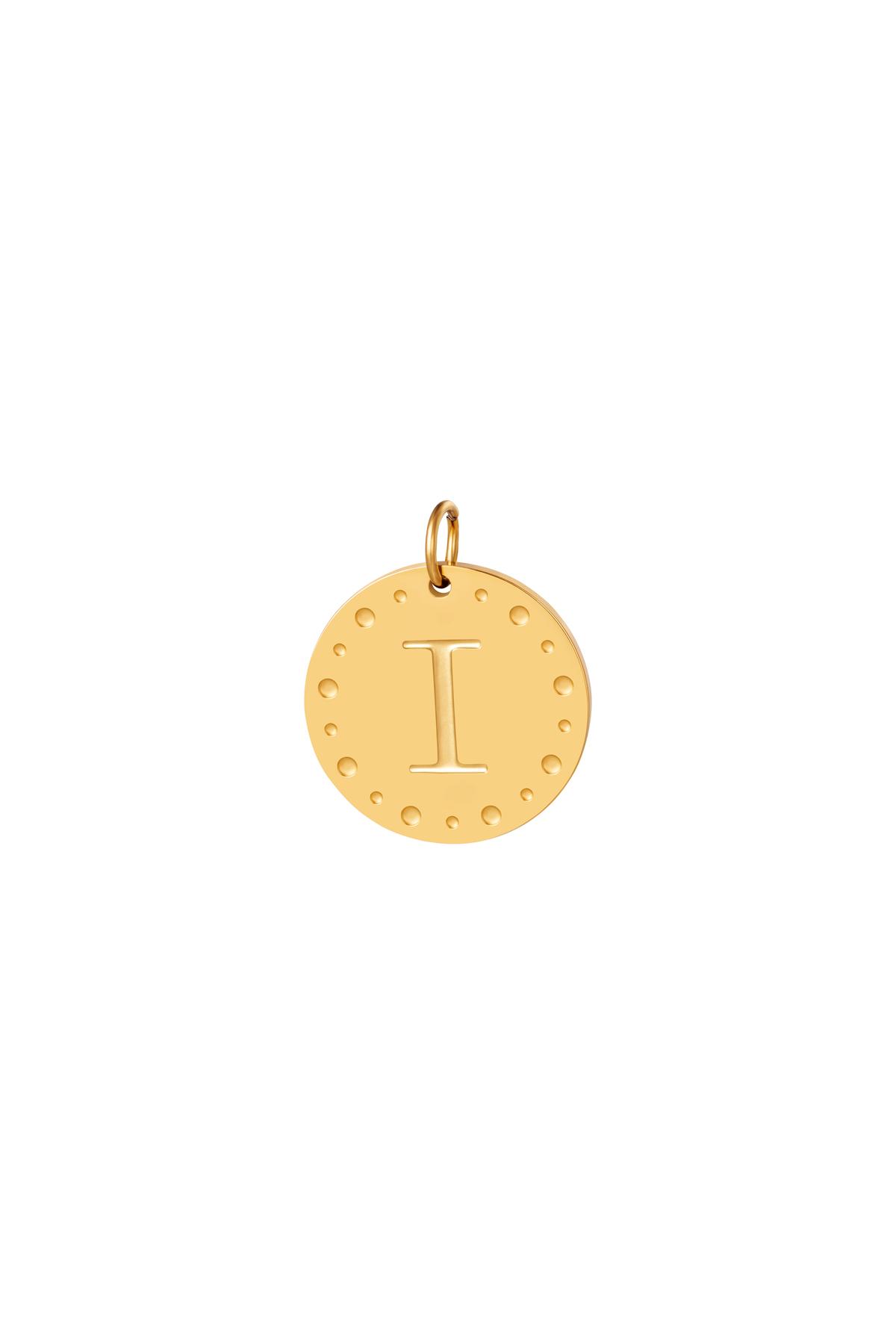 Circle charm initial I Gold Stainless Steel