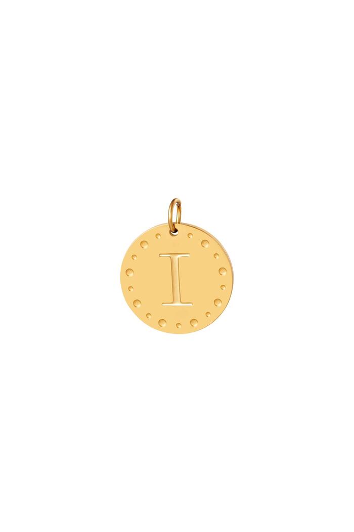Circle charm initial I Gold Stainless Steel 