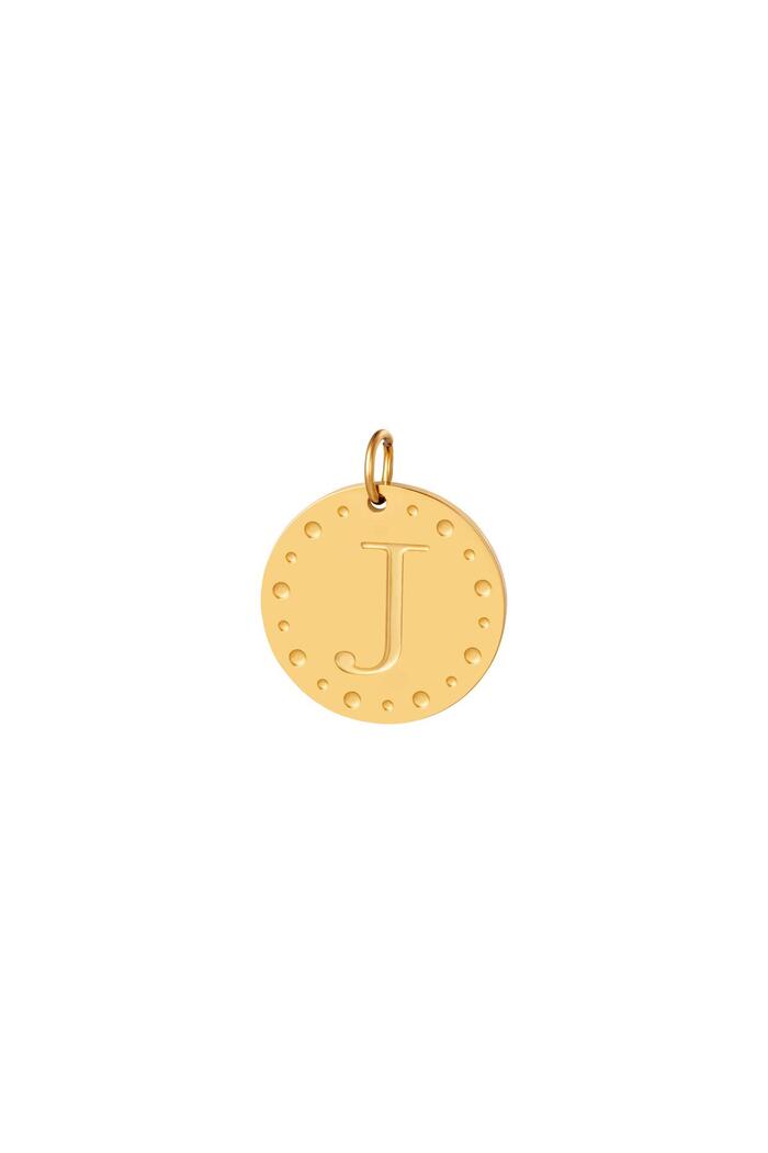 Circle charm initial J Gold Stainless Steel 