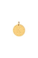Oro / Charm circular con inicial K Oro Acero inoxidable Imagen6