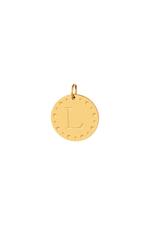Gold / Circle charm initial L Gold Stainless Steel Picture23