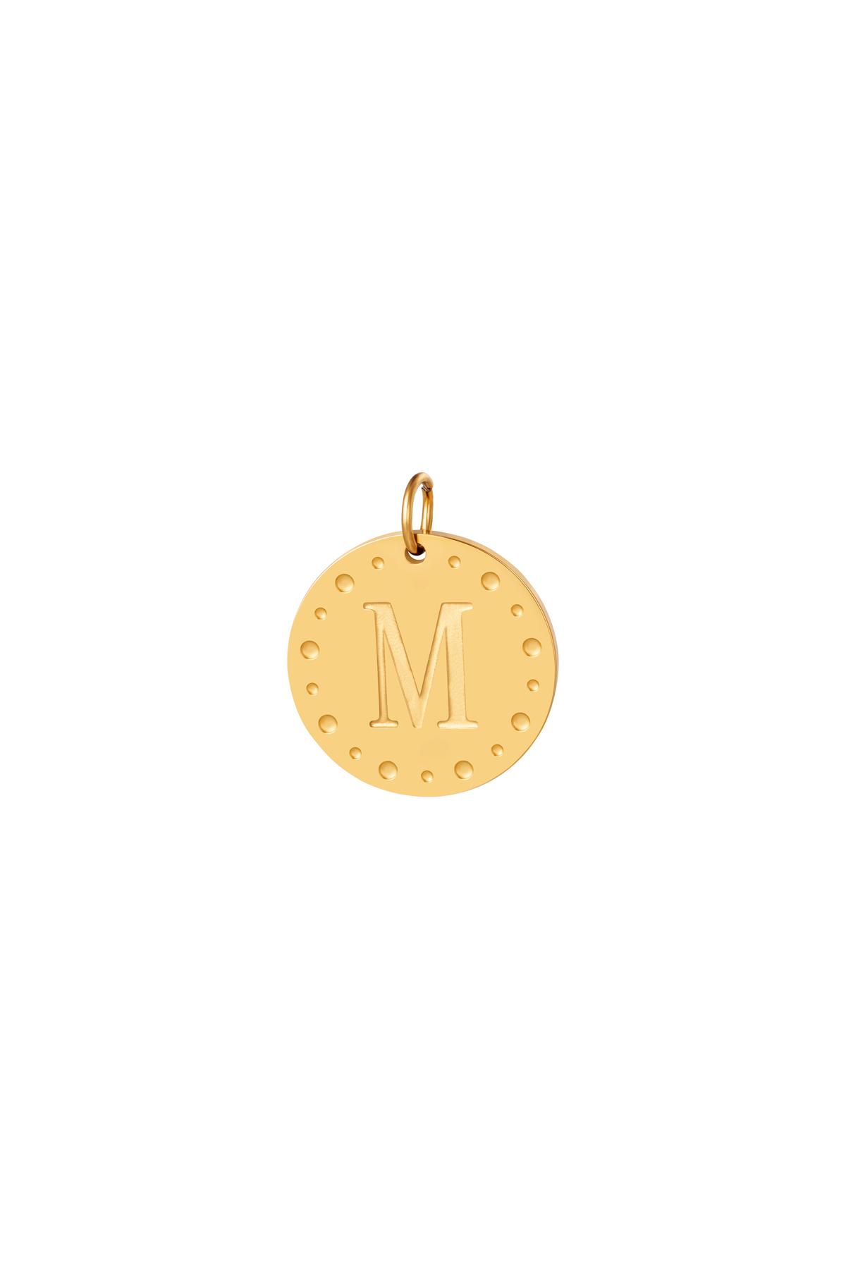 Gold / Circle charm initial M Gold Stainless Steel Picture6