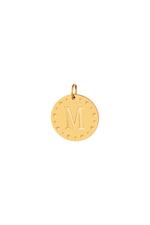 Gold / Circle charm initial M Gold Stainless Steel Picture6