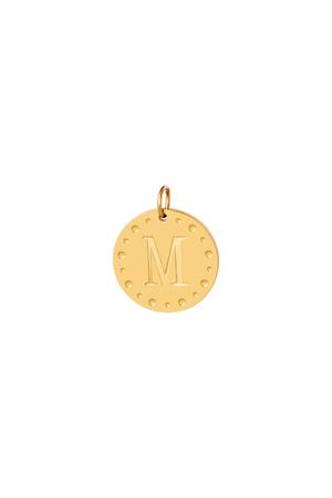 Circle charm initial M Gold Stainless Steel h5 