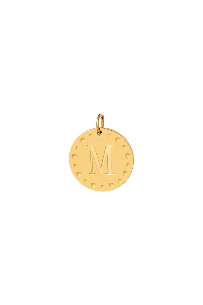 Circle charm initial M Gold Stainless Steel 