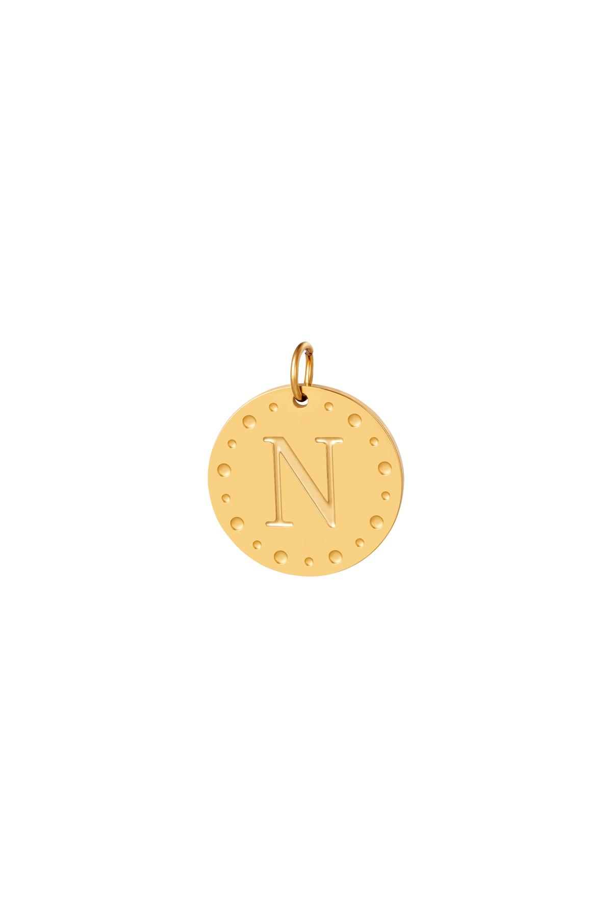 Gold / Circle charm initial N Gold Stainless Steel Picture25
