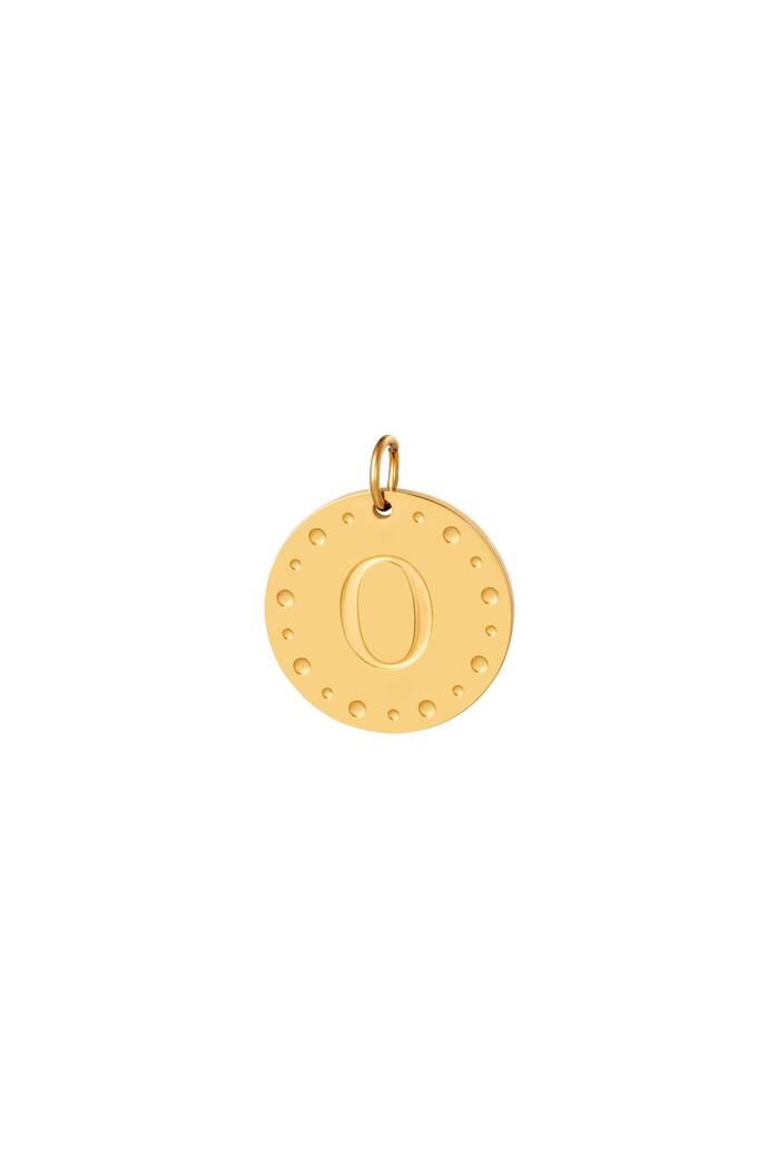 Circle charm initial O Gold Stainless Steel 