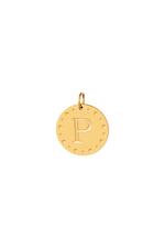 Gold / Circle charm initial P Gold Stainless Steel Picture8
