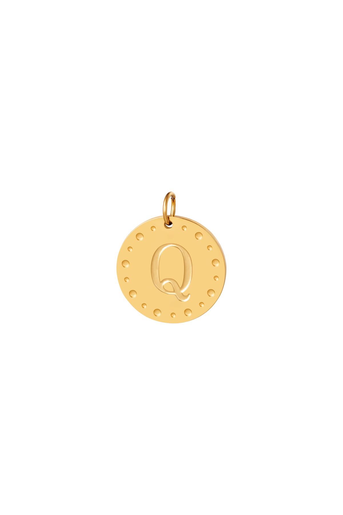 Oro / Charm circular con inicial Q Oro Acero inoxidable Imagen9