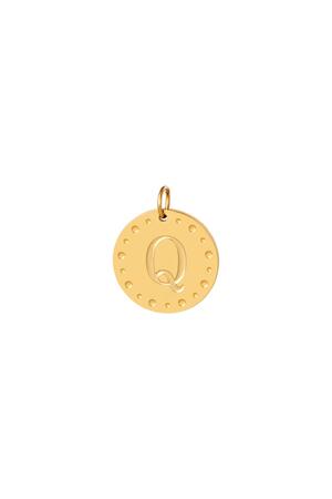 Circle charm initial Q Gold Stainless Steel h5 
