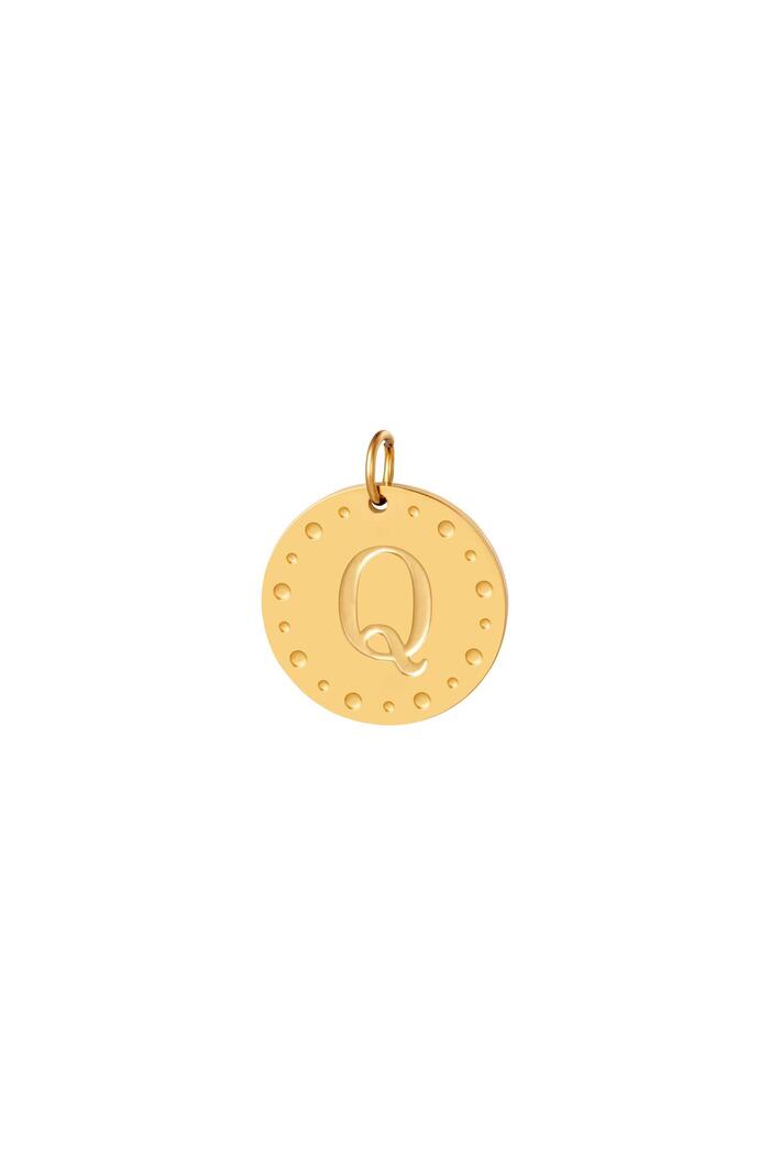 Kreis-Charm-Initiale Q Gold Edelstahl 