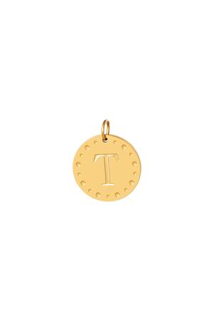 Charm circular T inicial Oro Acero inoxidable h5 