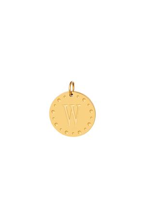 Circle charm initial W Gold Stainless Steel h5 