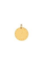 Gold / Circle charm initial Y Gold Stainless Steel Picture14