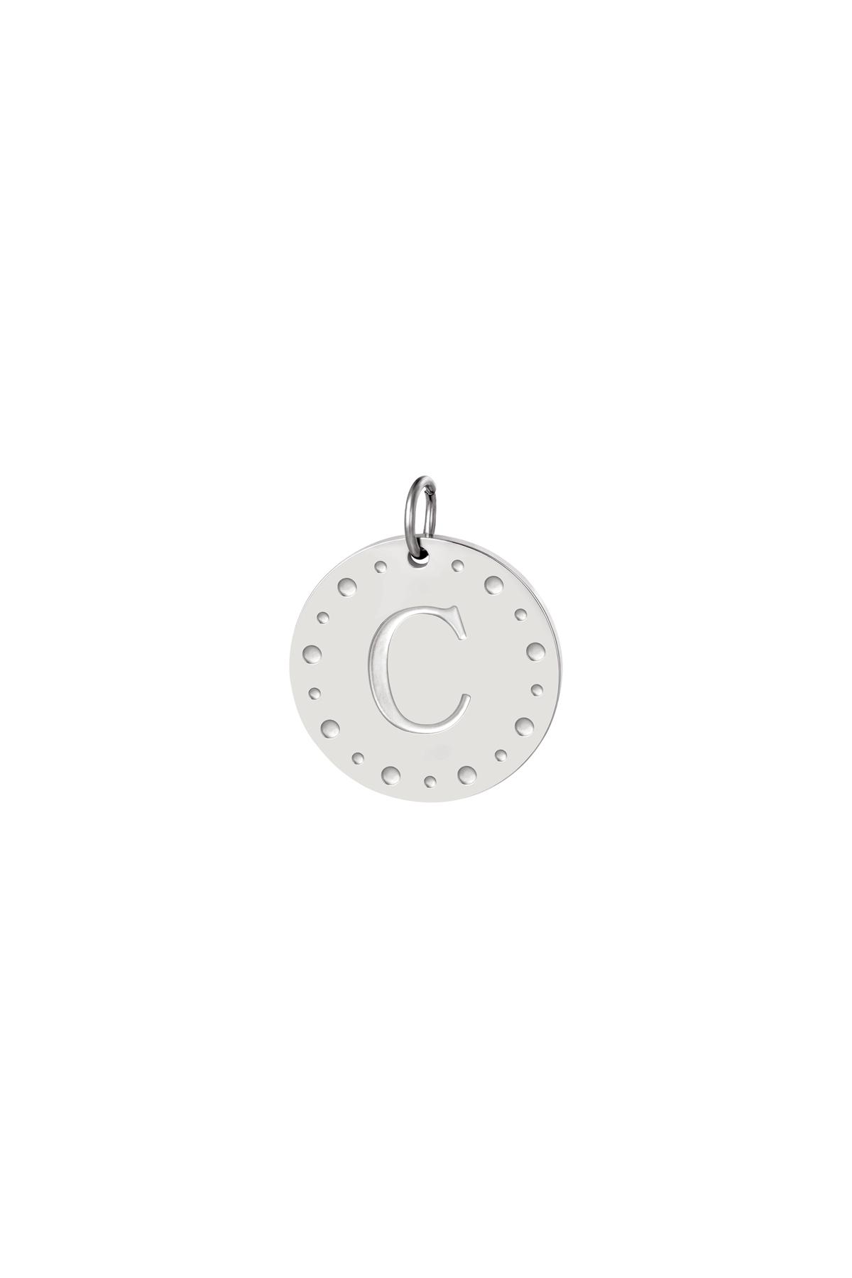 Silver / Circle charm initial C Silver Stainless Steel Picture3