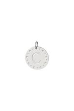 Silver / Circle charm initial C Silver Stainless Steel Picture3