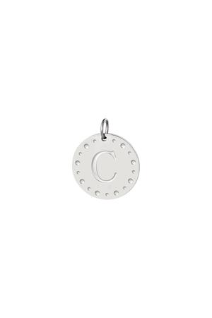 Circle charm initial C Silver Stainless Steel h5 