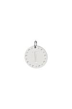 Silver / Circle charm initial I Silver Stainless Steel Picture9