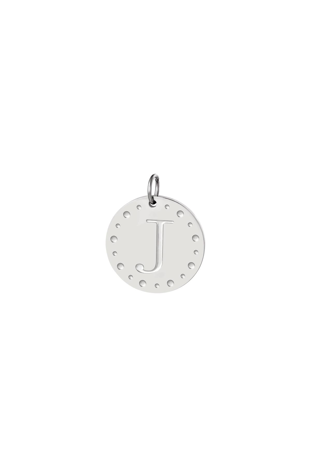 Circle charm initial J Silver Stainless Steel