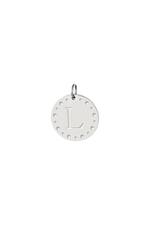 Silver / Circle charm initial L Silver Stainless Steel Picture12