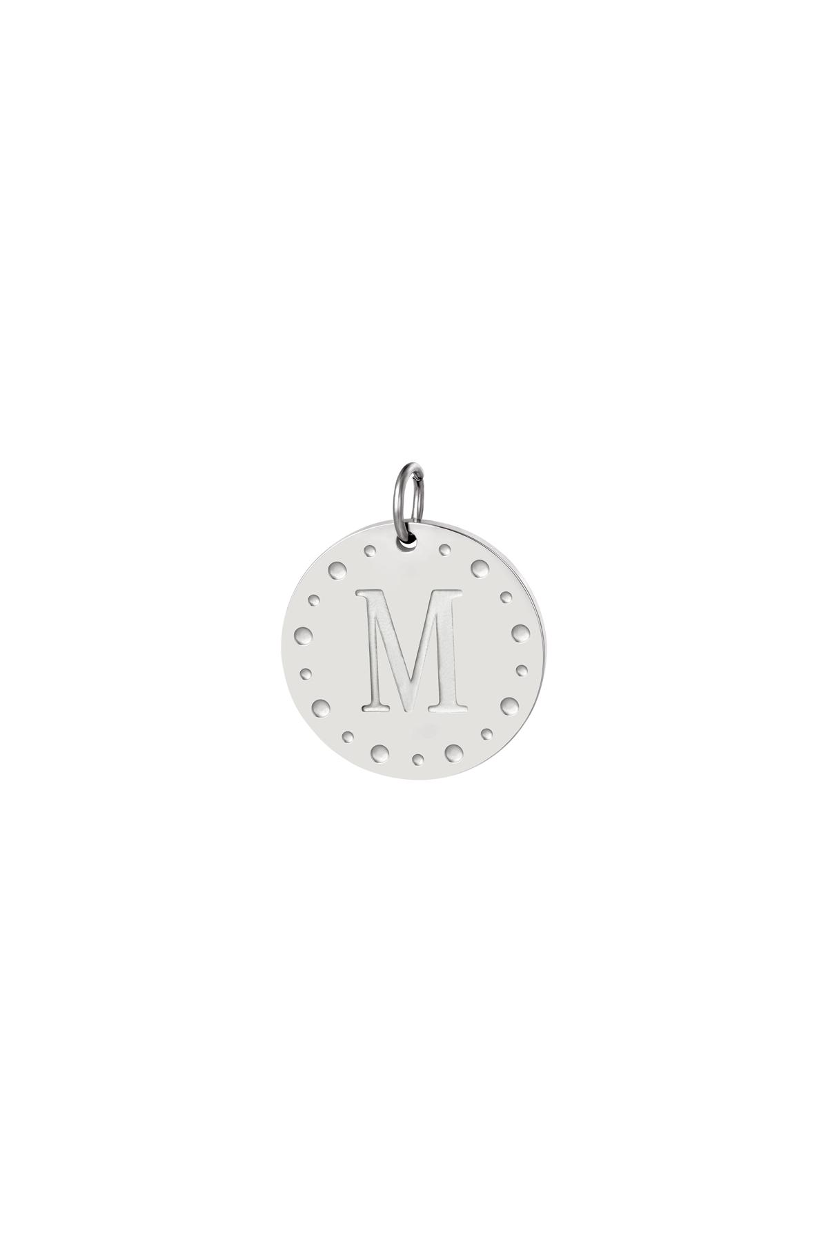 Silver / Circle charm initial M Silver Stainless Steel Picture13