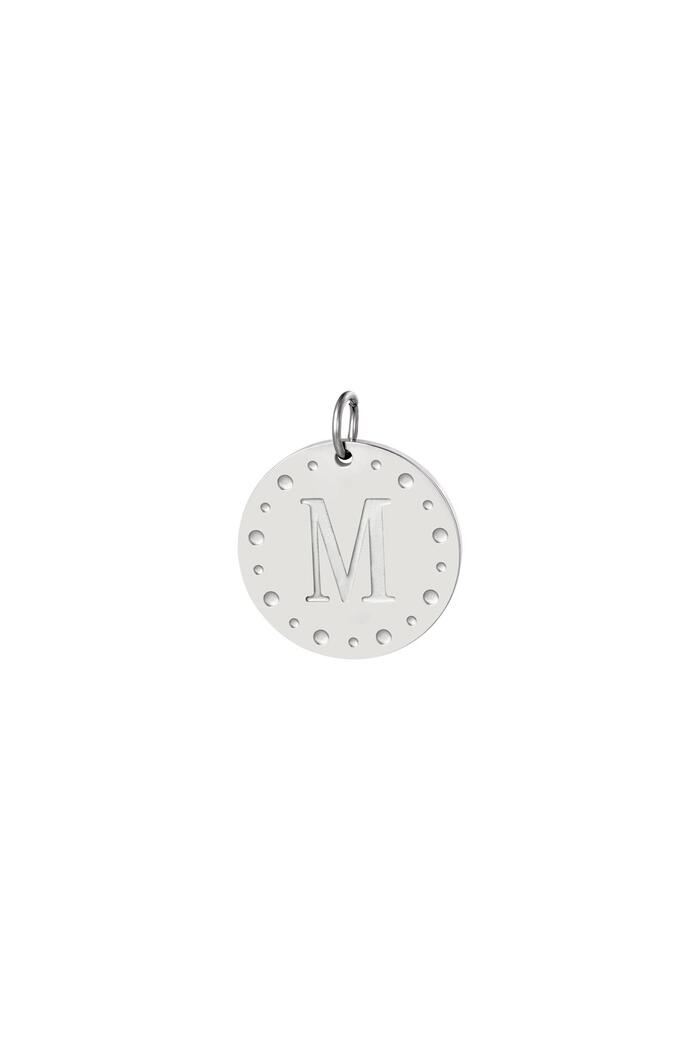Circle charm initial M Silver Stainless Steel 