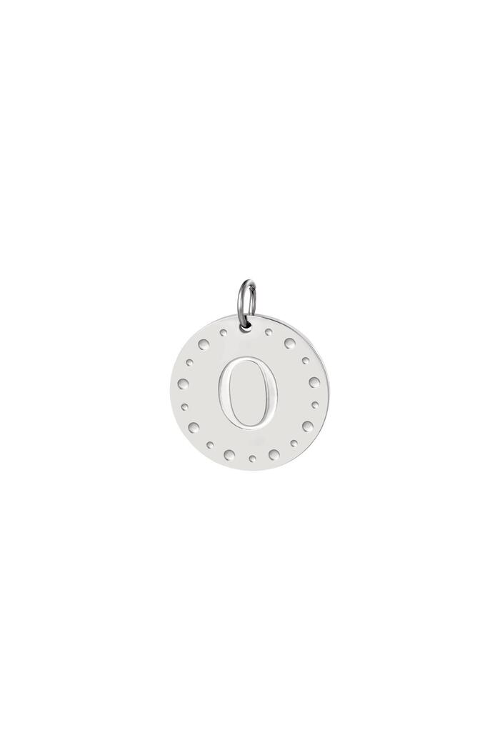 Circle charm initial O Silver Stainless Steel 