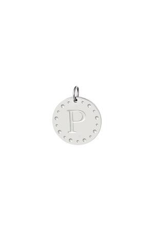 Circle charm initial P Silver Stainless Steel h5 