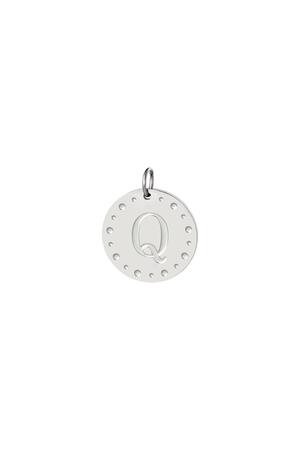 Circle charm initial Q Silver Stainless Steel h5 
