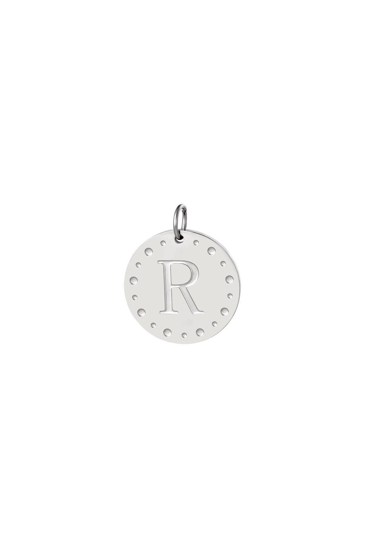 Silver / Circle charm initial R Silver Stainless Steel Picture18