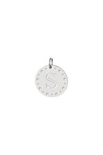Silver / Circle charm initial S Silver Stainless Steel Picture19