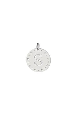 Circle charm initial S Silver Stainless Steel h5 