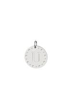 Silver / Circle charm initial U Silver Stainless Steel Picture21