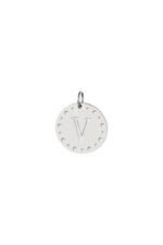Silver / Circle charm initial V Silver Stainless Steel Picture22