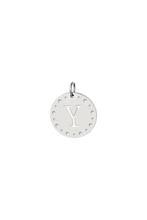 Circle charm initial Y Silver Stainless Steel h5 