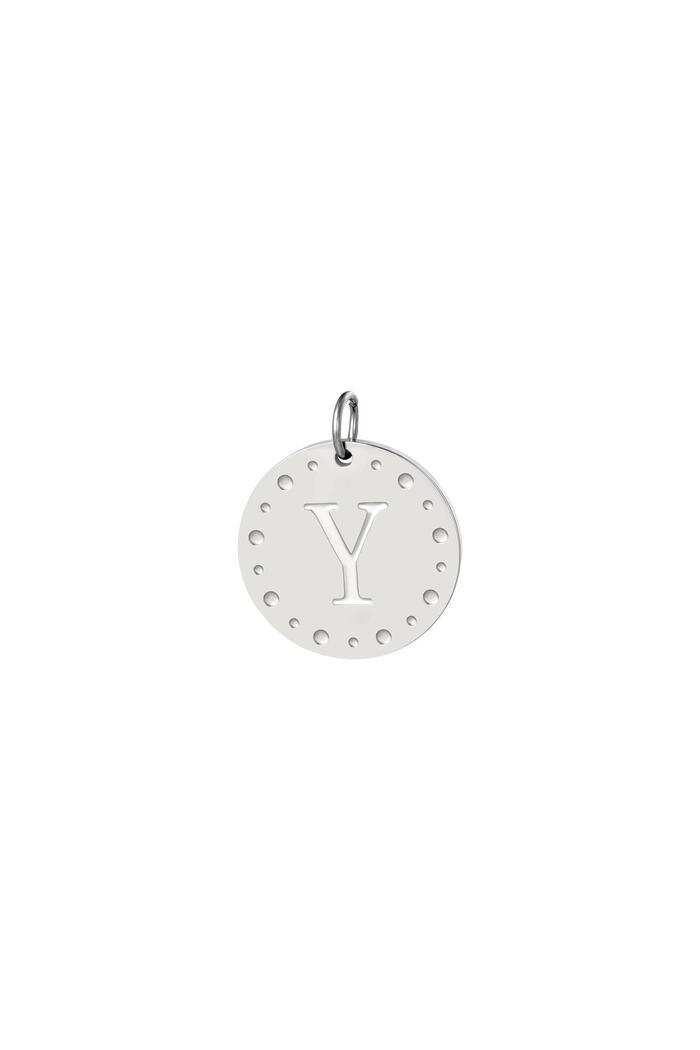 Circle charm initial Y Silver Stainless Steel 